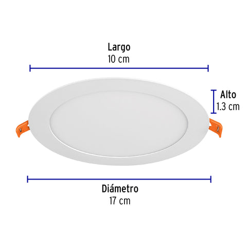Luminario LED plafón 12W 6500K ultradelgado redondo, VOLTECK | EMP-201L | 48547