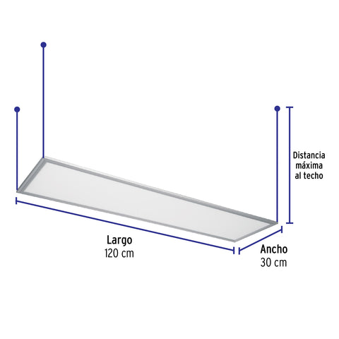 Panel delgado colgante de LED 45 W 30 x 120 cm luz de día | COL-401L | 48550