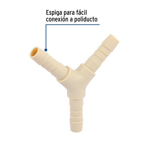Yee inserción 3/8' de polipropileno, FOSET | CM-771 | 48557