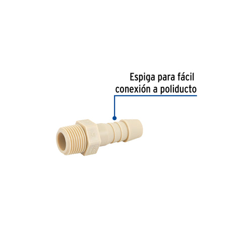 Adaptador inserción rosca exterior de 1/2' x 1/2', FOSET | CM-612 | 48574