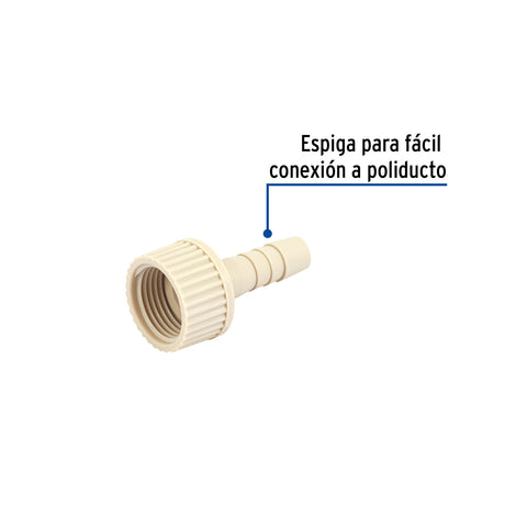 Adaptador hembra movible de polipropileno 3/4' x 3/8', FOSET | CM-630 | 48577