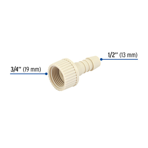 Adaptador hembra movible de polipropileno 3/4' x 1/2', FOSET | CM-631 | 48578