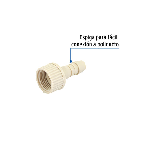 Adaptador hembra movible de polipropileno 3/4' x 1/2', FOSET | CM-631 | 48578