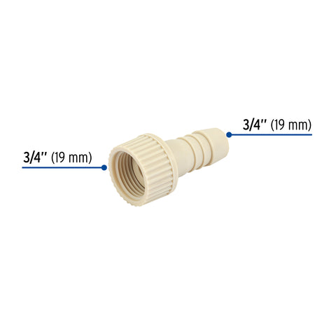 Adaptador hembra movible de polipropileno 3/4' x 3/4', FOSET | CM-632 | 48579