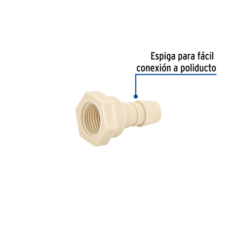 Adaptador inserción rosca interior de 1/2' x 1/2', FOSET | CM-601 | 48580