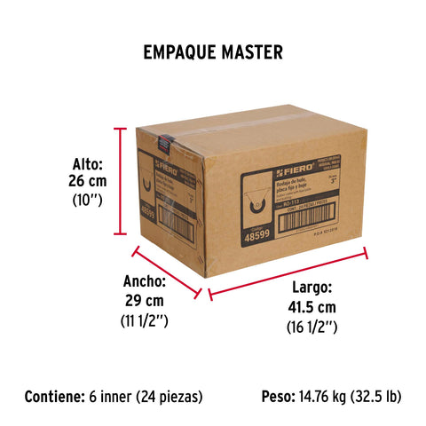 Rodaja hule 3', placa fija con buje, carga 50 kg, FIERO | RO-113 | 48599