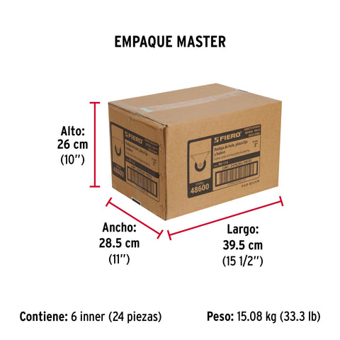 Rodaja hule 3', placa fija con balero, carga 60 kg, FIERO | RO-114 | 48600