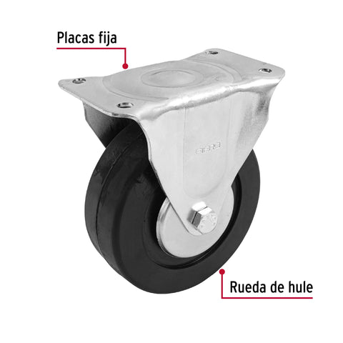 Rodaja hule 6', placa fija con balero, carga 150 kg, FIERO | RO-116 | 48602