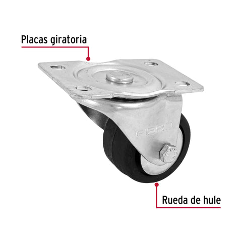 Rodaja hule 2-1/2', placa giratoria c/balero, carga 50kg | RO-1212 | 48608