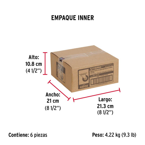Rodaja hule 2-1/2', placa giratoria c/balero, carga 50kg | RO-1212 | 48608