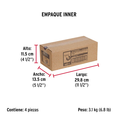 Rodaja hule 3', placa giratoria c/balero, carga 60kg, FIERO | RO-1215 | 48611