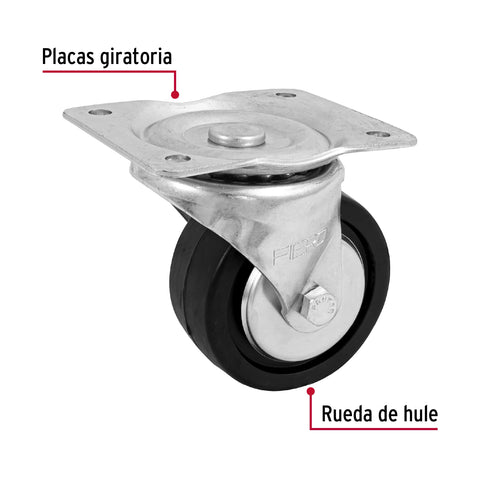 Rodaja hule 4', placa giratoria c/balero, carga 100kg, FIERO | RO-1217 | 48613