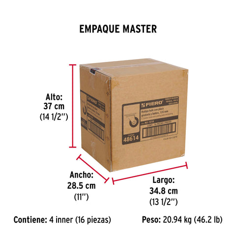 Rodaja hule 5', placa giratoria c/balero, carga 60kg, FIERO | RO-1218 | 48614