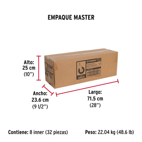 Rodaja hule 4', con espiga roscada, carga 50kg, FIERO | RO-1324 | 48620