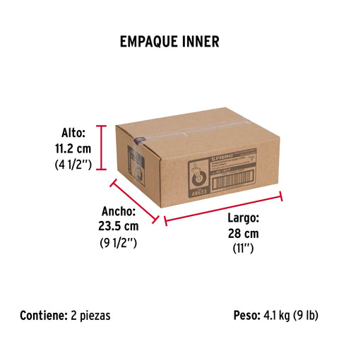 Rodaja hule 6' con espiga sólida y freno, carga 125kg, FIERO | RO-1427F | 48623