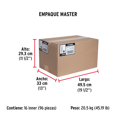 Bolsa con 100 pijas #6 x 1-5/8' multiusos, FIERO | PIJ-641 | 48689