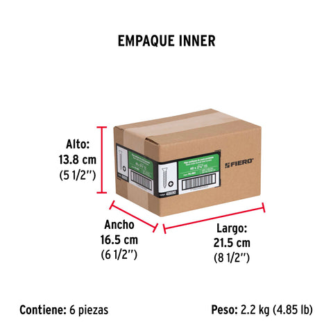 Bolsa con 100 pijas #8 x 2-1/2' multiusos, FIERO | PIJ-863 | 48690