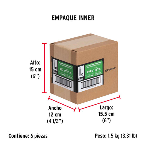 Bolsa con 100 pijas #10' x 1-1/4' multiusos, FIERO | PIJ-1032 | 48692