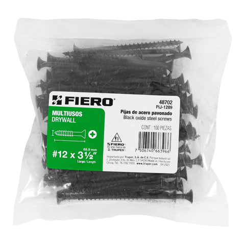 Bolsa con 100 pijas #12 x 3-1/2' multiusos, FIERO | PIJ-1289 | 48702