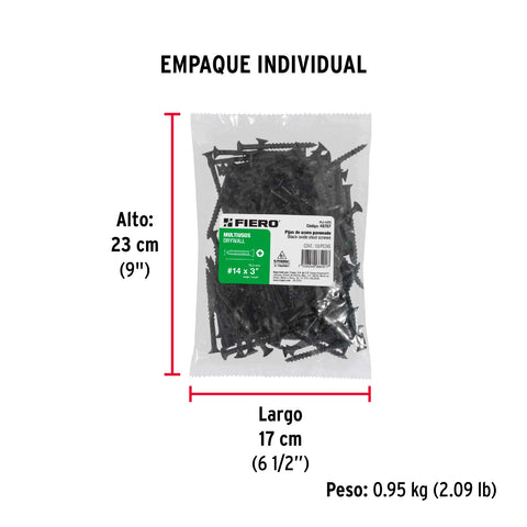 Bolsa con 100 pijas #14 x 3' multiusos, FIERO | PIJ-1475 | 48707
