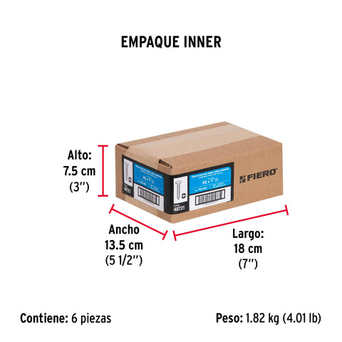 Bolsa con 200 pijas para lámina, #6 x 1', FIERO | PILA-6X1 | 48721