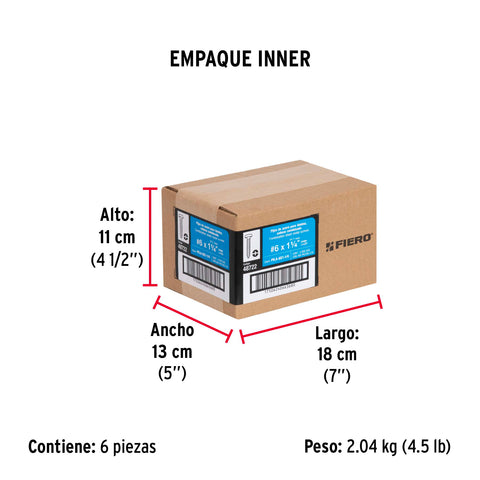 Bolsa con 200 pijas para lámina, #6 x 1-1/4', FIERO | PILA-6X1-1/4 | 48722