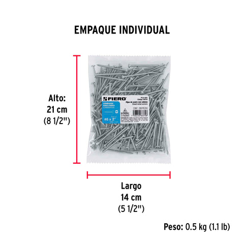 Bolsa con 200 pijas para lámina, #6 x 2', FIERO | PILA-6X2 | 48724
