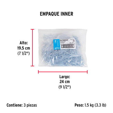 Bolsa con 200 pijas para lámina, #6 x 2', FIERO | PILA-6X2 | 48724