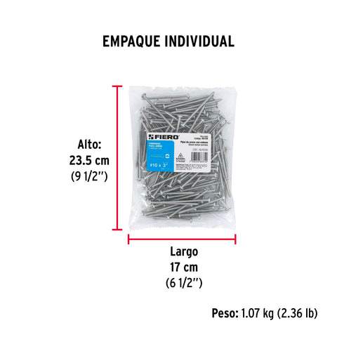 Bolsa con 150 pijas para lámina, #10 x 3', FIERO | PILA-10X3 | 48728