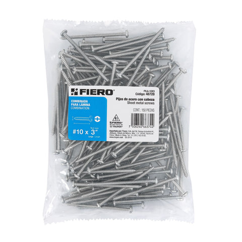 Bolsa con 150 pijas para lámina, #10 x 3', FIERO | PILA-10X3 | 48728