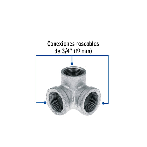 Codo rincón acero galvanizado de 3/4', FOSET | CG-512 | 48741