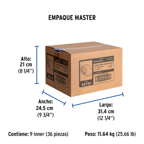 Codo 90° acero galvanizado de 1-1/4', FOSET | CG-504 | 48749