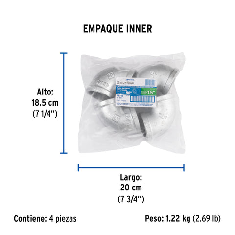Codo 90° acero galvanizado de 1-1/4', FOSET | CG-504 | 48749