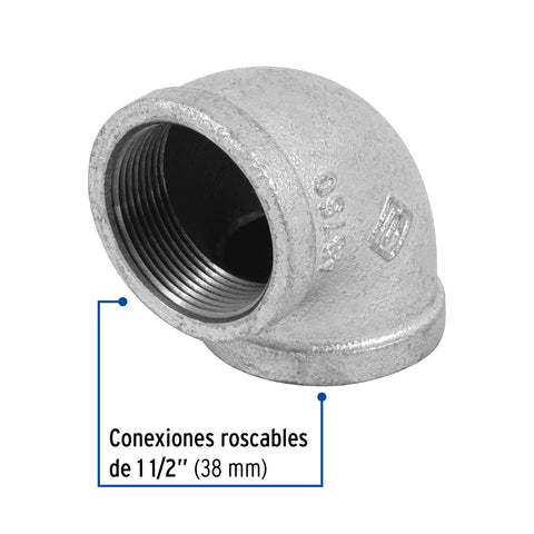 Codo 90° acero galvanizado de 1-1/2', FOSET | CG-505 | 48750