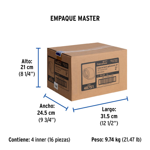 Codo 90° acero galvanizado de 2', FOSET | CG-506 | 48751