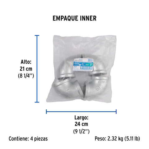 Codo 90° acero galvanizado de 2', FOSET | CG-506 | 48751