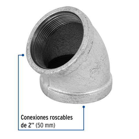 Codo 45° acero galvanizado de 2', FOSET | CG-866 | 48754