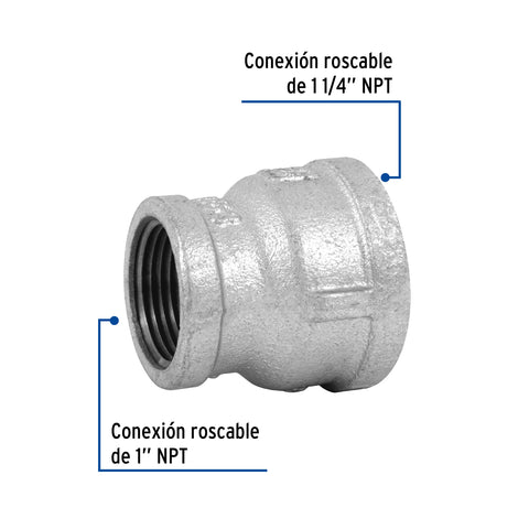 Reducción campana acero galvanizado 1-1/4' x 1', FOSET | CG-296 | 48763