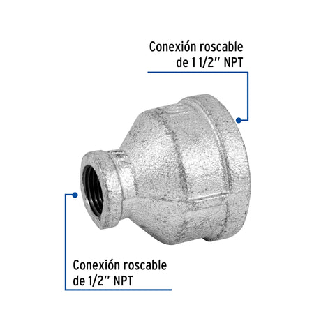 Reducción campana acero galvanizado 1-1/2' x 1/2', FOSET | CG-297 | 48764