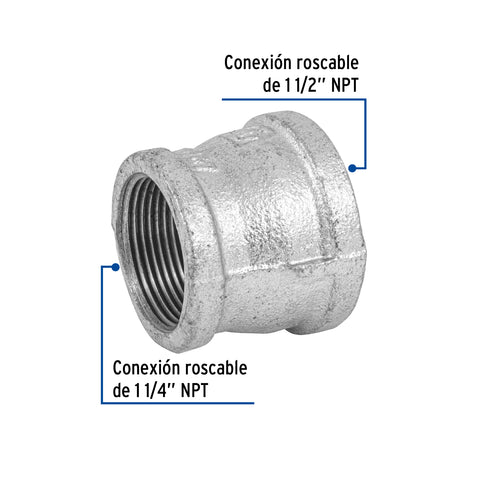 Reducción campana acero galvanizado 1-1/2'x1-1/4', FOSET | CG-300 | 48767