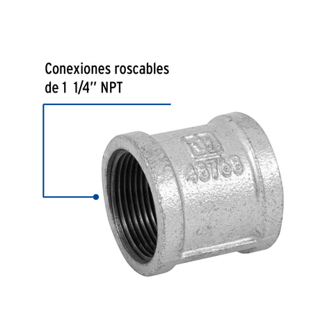 Cople reforzado de acero galvanizado de 1-1/4', FOSET | CG-204 | 48768