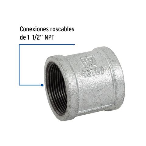 Cople reforzado de acero galvanizado de 1-1/2', FOSET | CG-205 | 48769