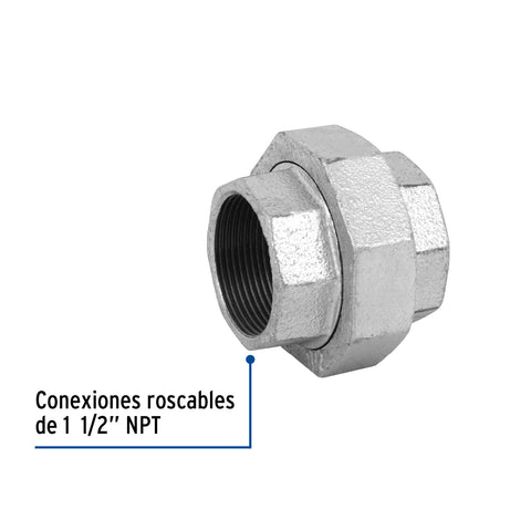 Tuerca unión 1-1/2' acero galvanizado, FOSET | CG-975 | 48772