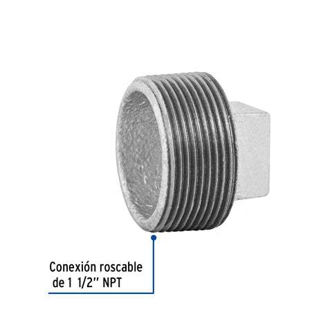 Tapón macho 1-1/2' de acero galvanizado, FOSET | CG-315 | 48784