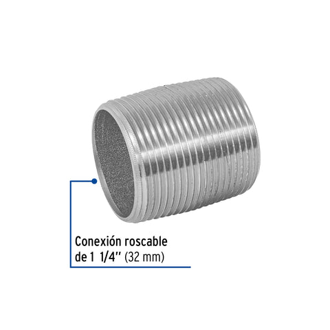 Niple de acero galvanizado 1-1/4' cuerda corrida, FOSET | CG-474 | 48789