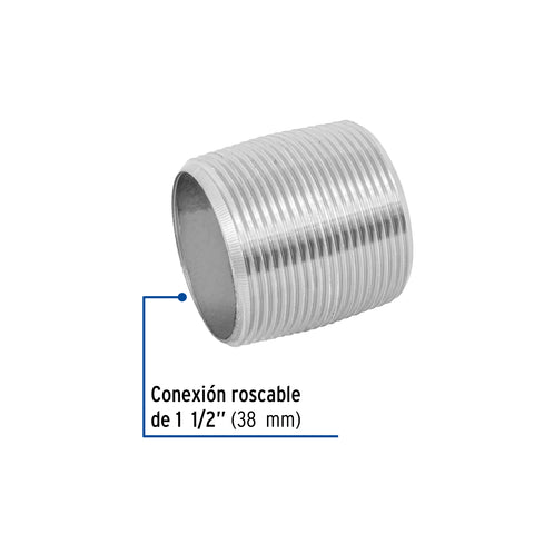 Niple de acero galvanizado 1-1/2' cuerda corrida, FOSET | CG-475 | 48790