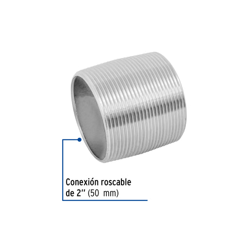 Niple de acero galvanizado 2' cuerda corrida, FOSET | CG-476 | 48791