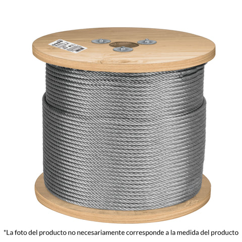 Metro de cable rígido 3/16' de acero 7x7 hilos, 300 m, FIERO | CAB-3/16R3 | 48798