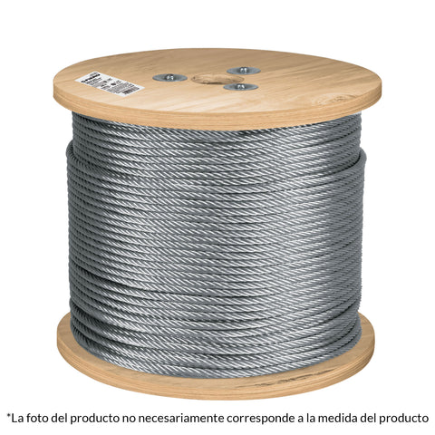 Metro de cable flexible 3/16' de acero 7x19 hilos, 300 m | CAB-3/16F3 | 48802