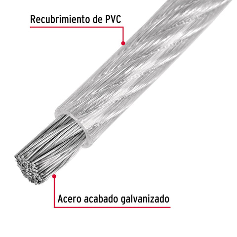 Metro de cable rígido 1/16' acero 7x7 recubierto PVC, 300 m | CAB-1/16RX3 | 48804